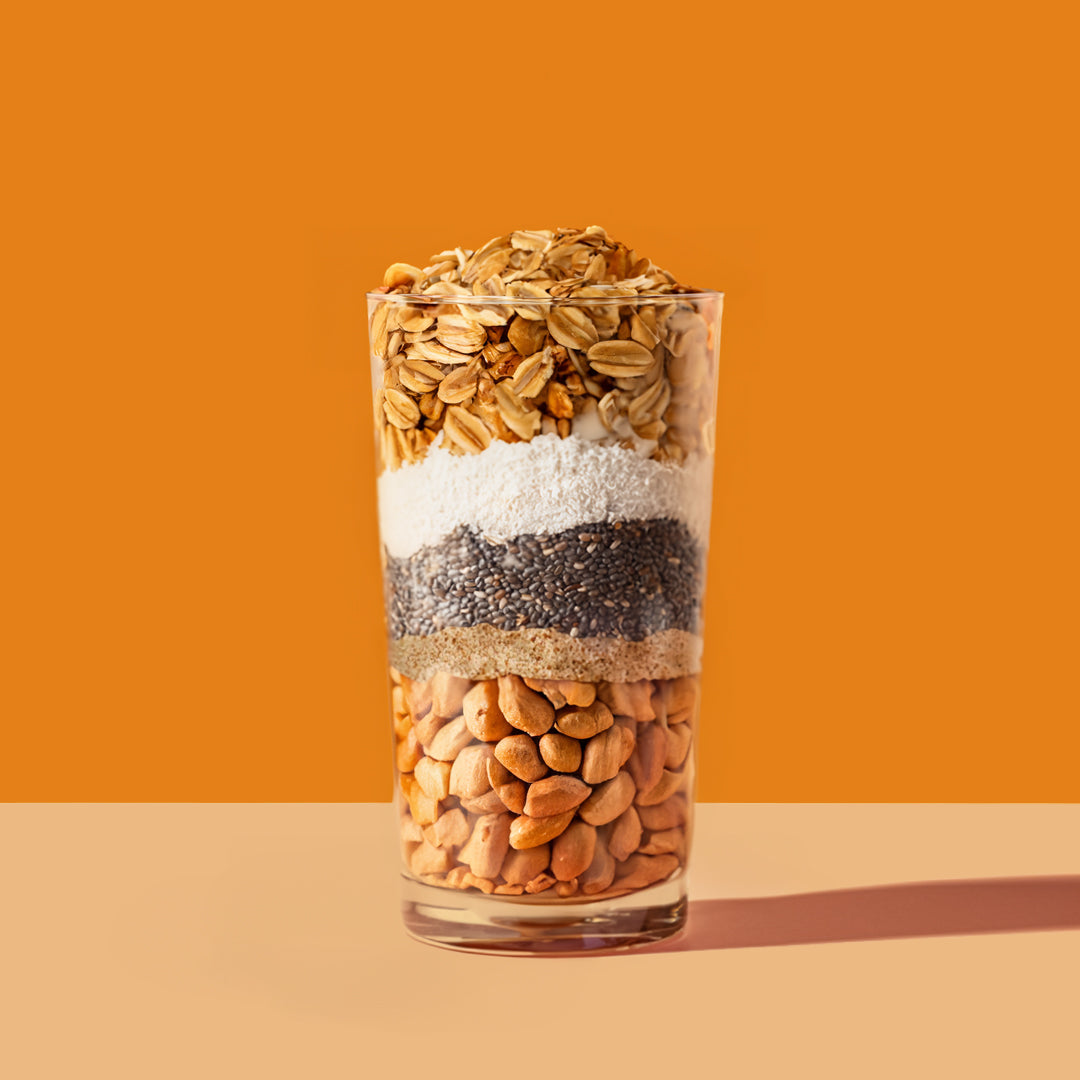 JOVA Peanut Butter Smoothie Kit Whole Ingredients Layered